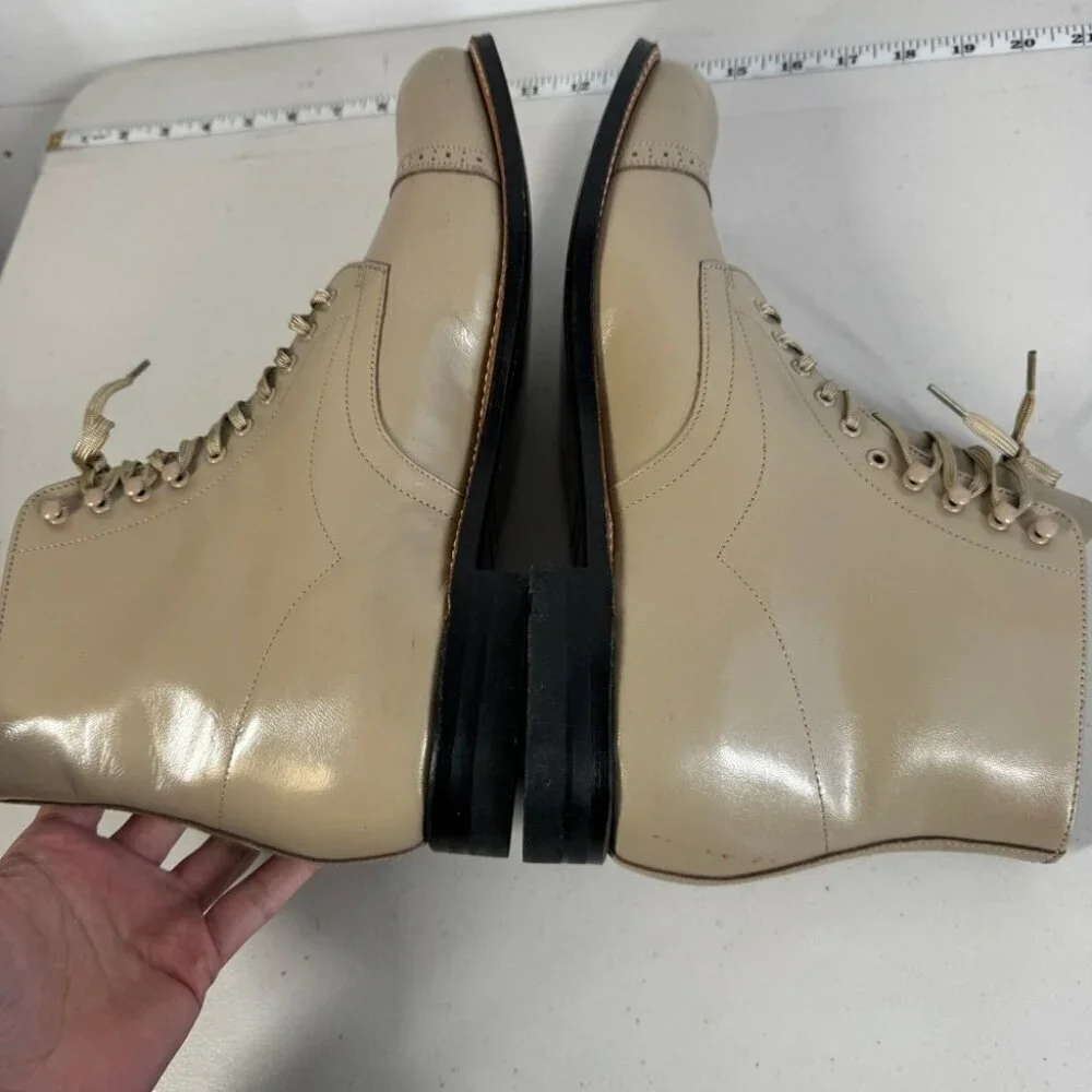 Stacy Adams Leather Upper Cap Toe Lace Up Boots Size 10 D Dress Shoes Formal